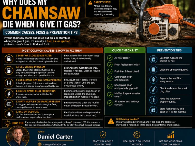 Why Does My Chainsaw Die When I Give It Gas?