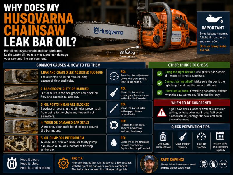 Why Does My Husqvarna Chainsaw Leak Bar Oil?