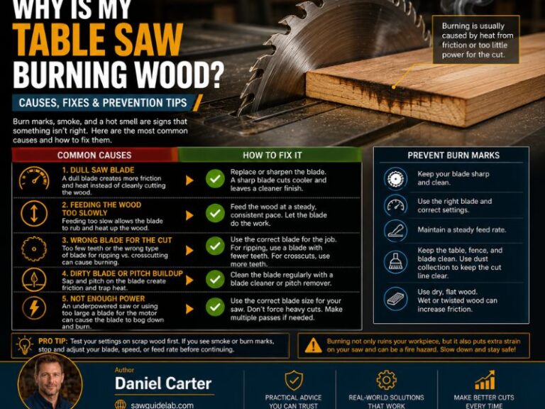 Why Is My Table Saw Burning Wood? 9 Common Causes and Fixes